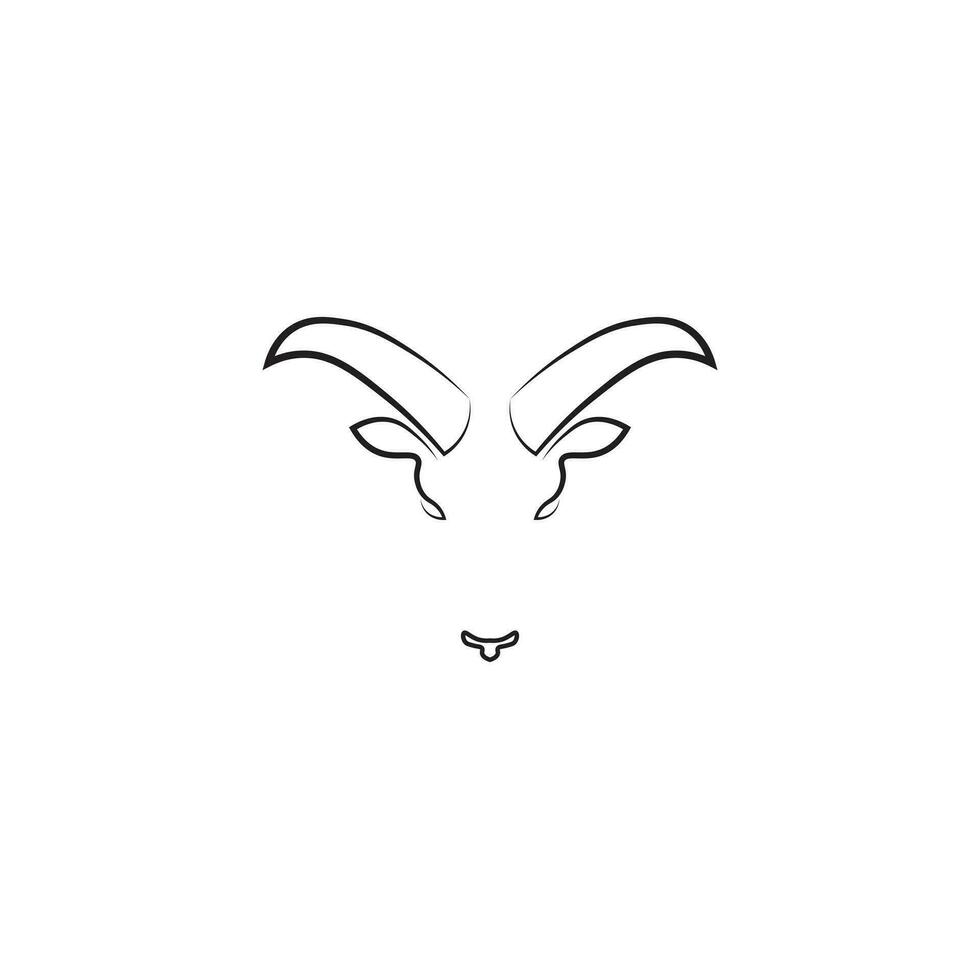 Goat head logo with minimalistic design. vector