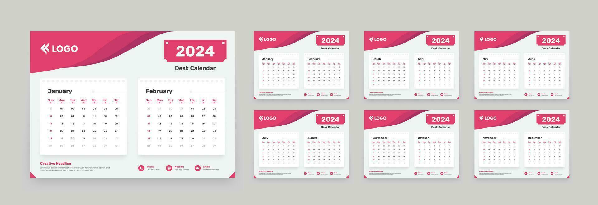 Simple designed 2024 calendar with accurate date format and layout for