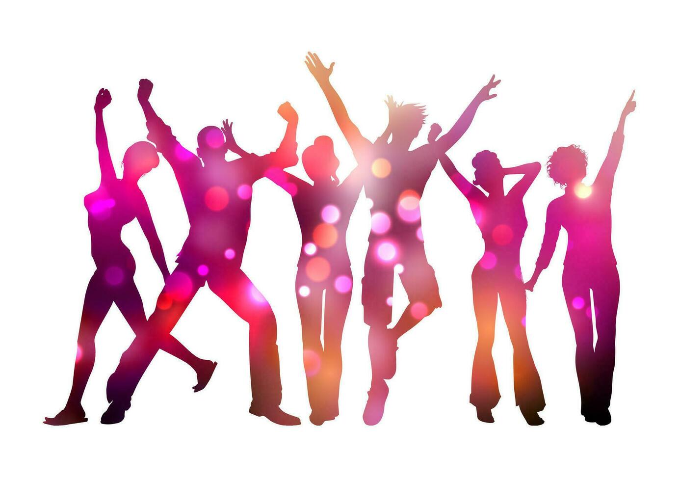 colourful silhouettes of people dancing on a white background vector