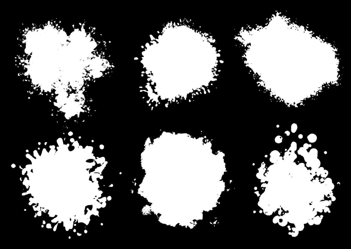 Collection of grunge style splatter designs - white on black vector