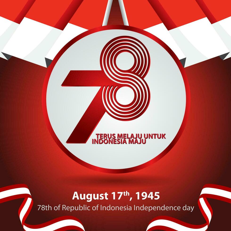 Indonesia independence day 17 august concept illustration.78 years Indonesia independence day vector