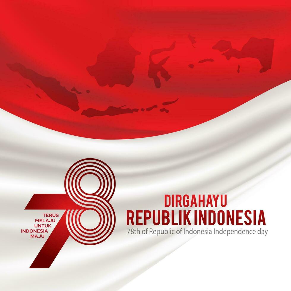 Indonesia independence day 17 august concept illustration.78 years Indonesia independence day vector