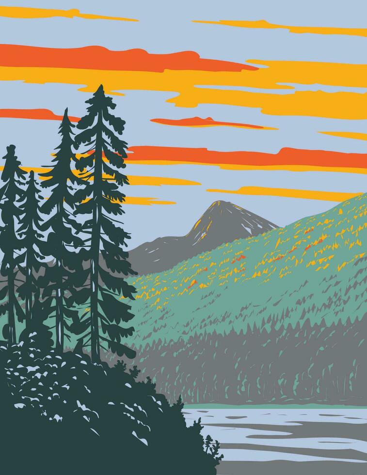 Waptus Lake in Wenatchee National Forest Washington State WPA Poster Art vector