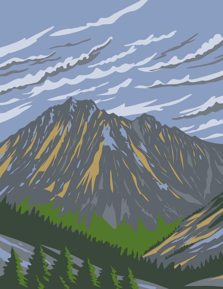 Mount Stuart in the Enchantments within Alpine Lakes Wilderness Area Washington State WPA Poster Art vector