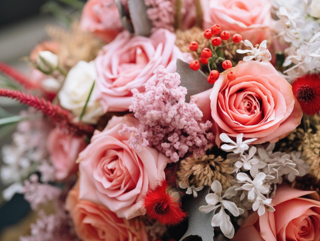 Beautiful bouquet of bridal flowers photo