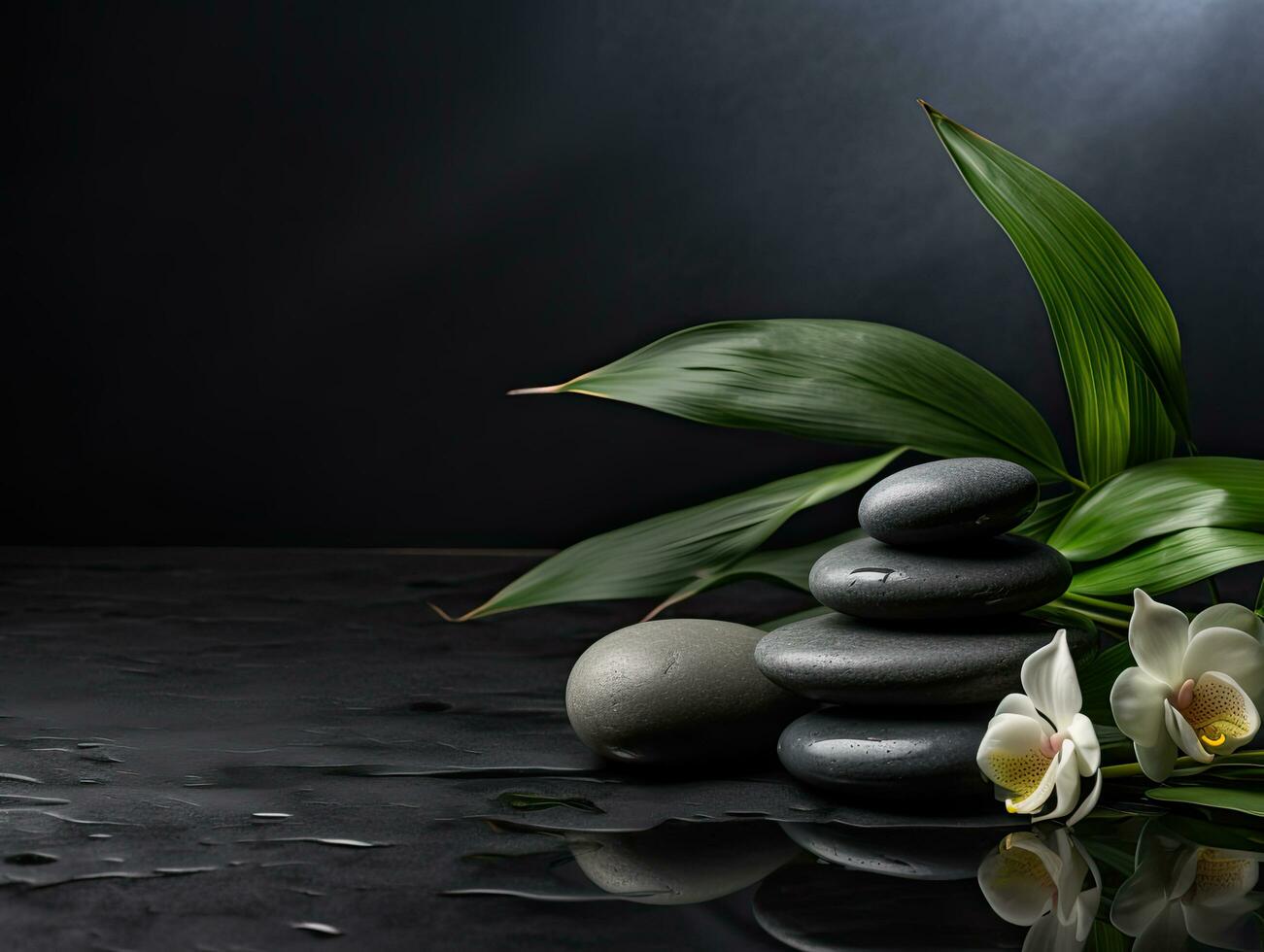 Zen like spa background with flowers and stones photo