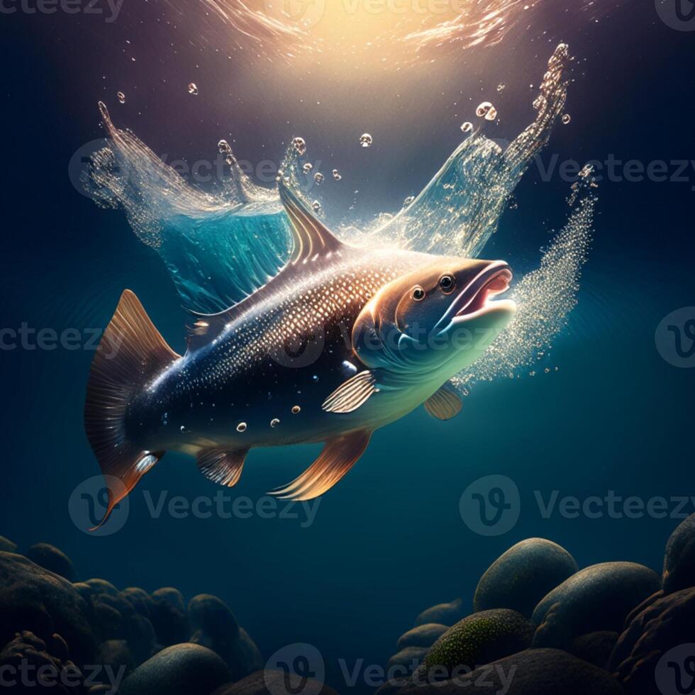 trout under water wallpaper generative ai photo