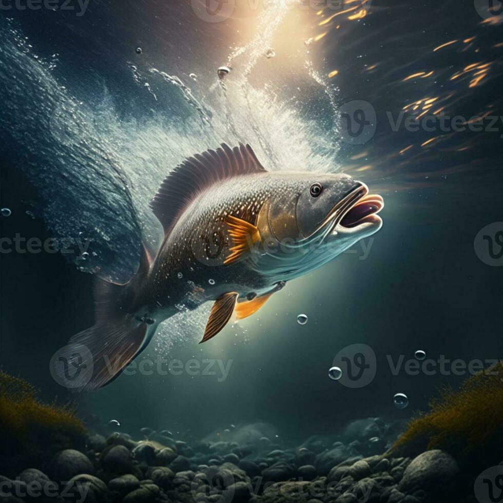 trout under water wallpaper generative ai photo