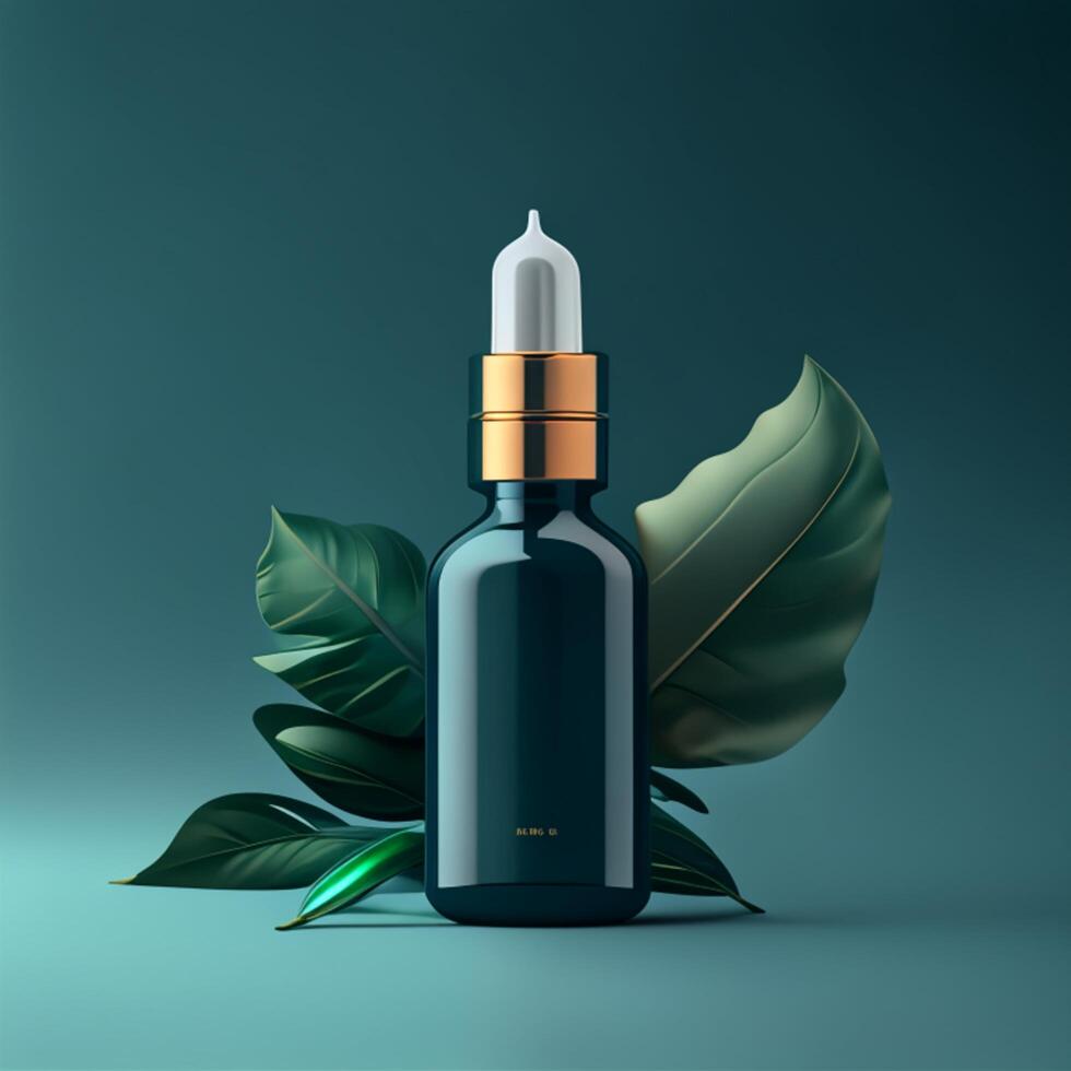 The serum bottle mockup features a sleek and modern design that showcases generative ai photo