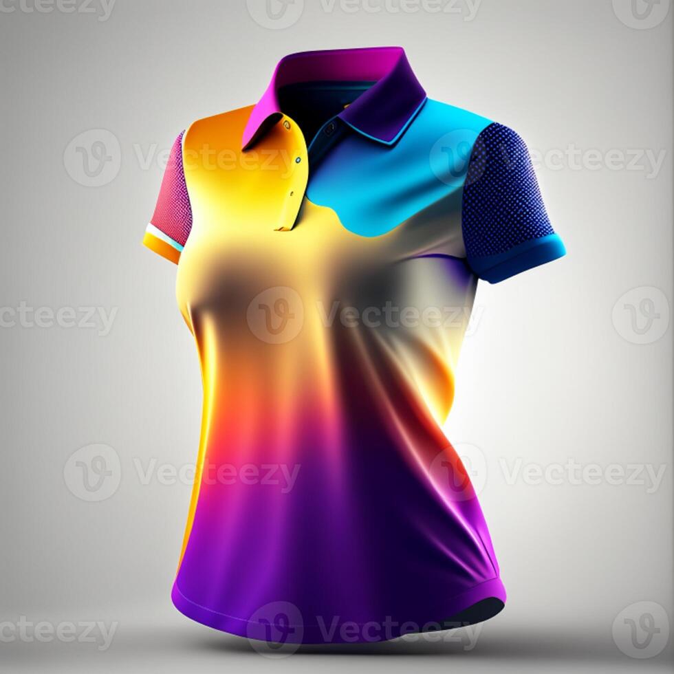 women polo Shirt Mockup, shot in a bright, playful setting generative ai photo