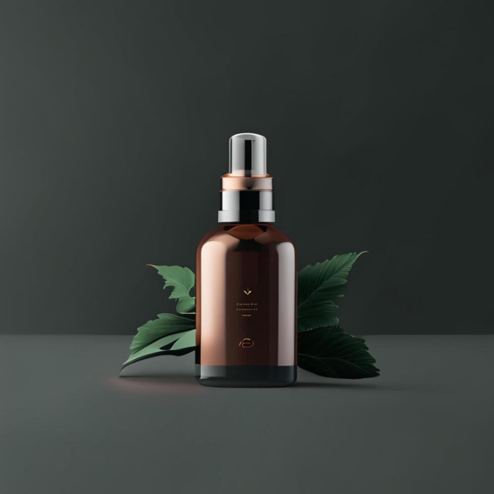 The serum bottle mockup features a sleek and modern design that showcases photo