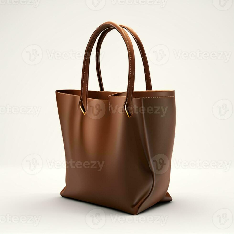 A full frame-friendly light brown tote bag would typically be a spacious bag with a rectangular shape and sturdy handles generative ai photo