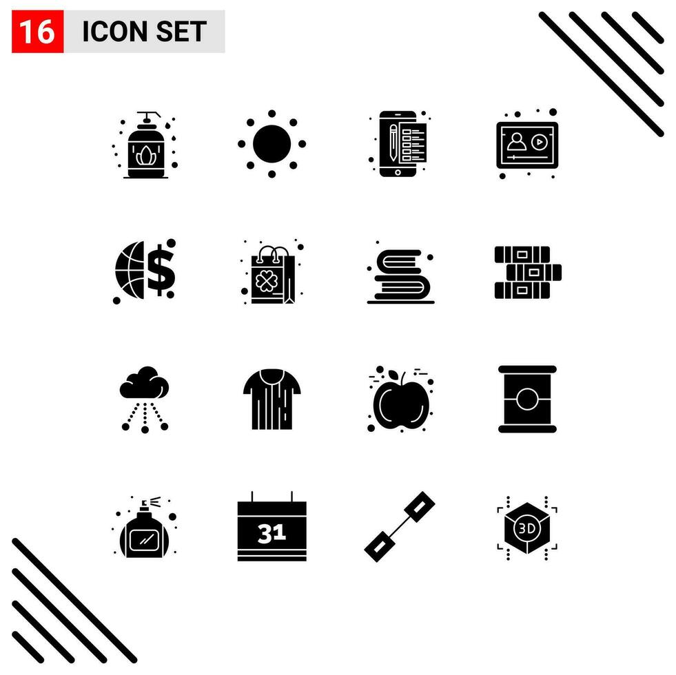 16 Creative Icons Modern Signs and Symbols of global invesment study file profile account Editable Vector Design Elements