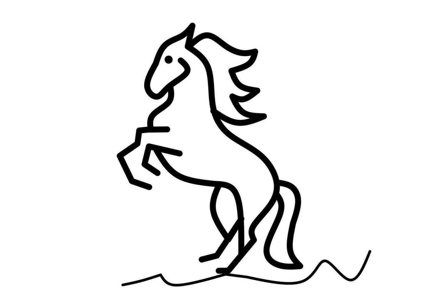 horse line drawing isolated on white background. vector illustration.