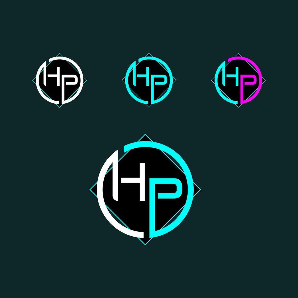 HP trendy letter logo design with circle vector