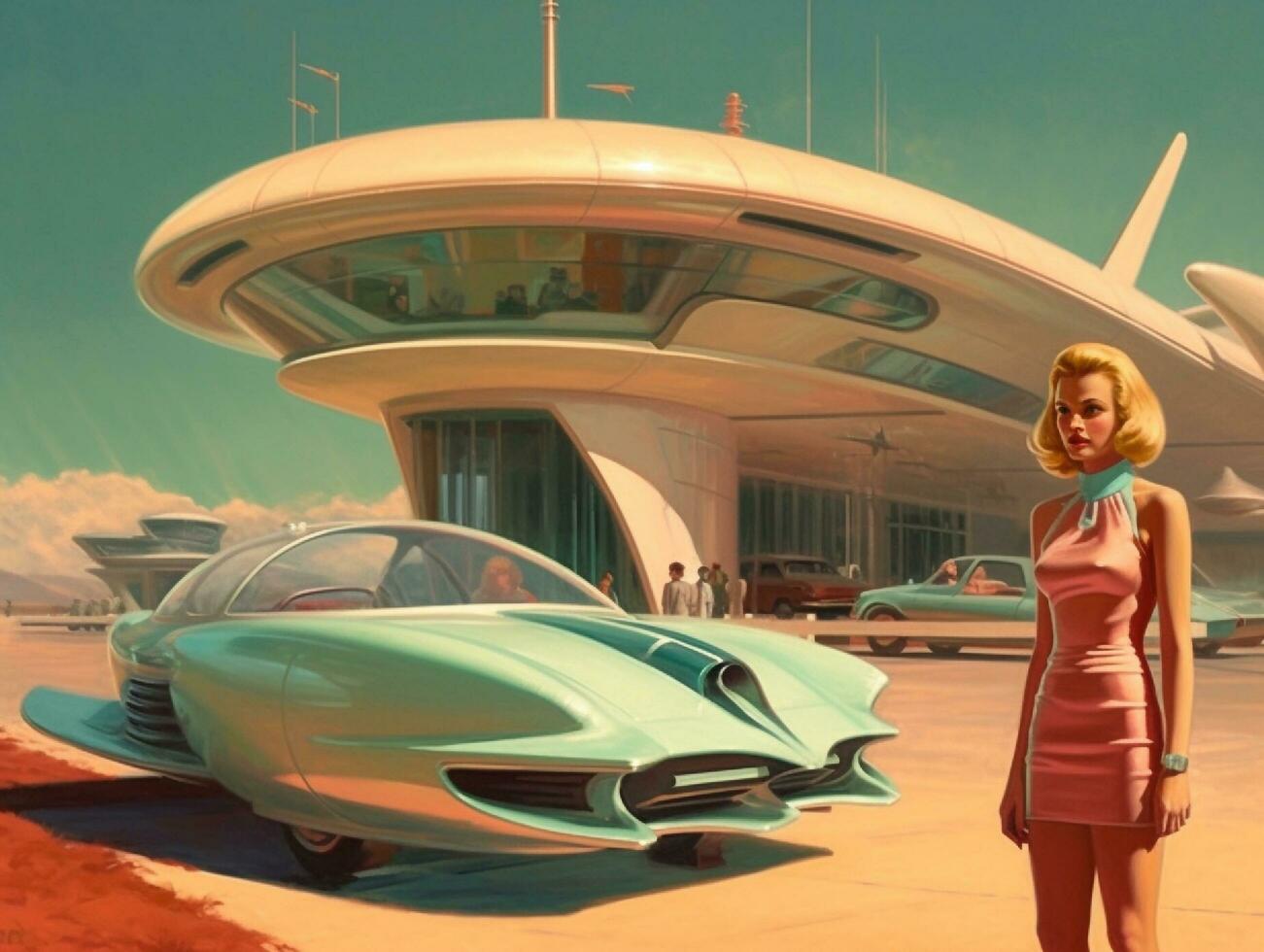 the retro futuristic visions of the mid 20th century. generative ai photo