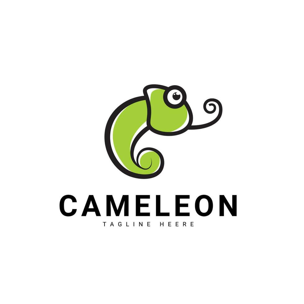 trendy and modern green chameleon logo vector