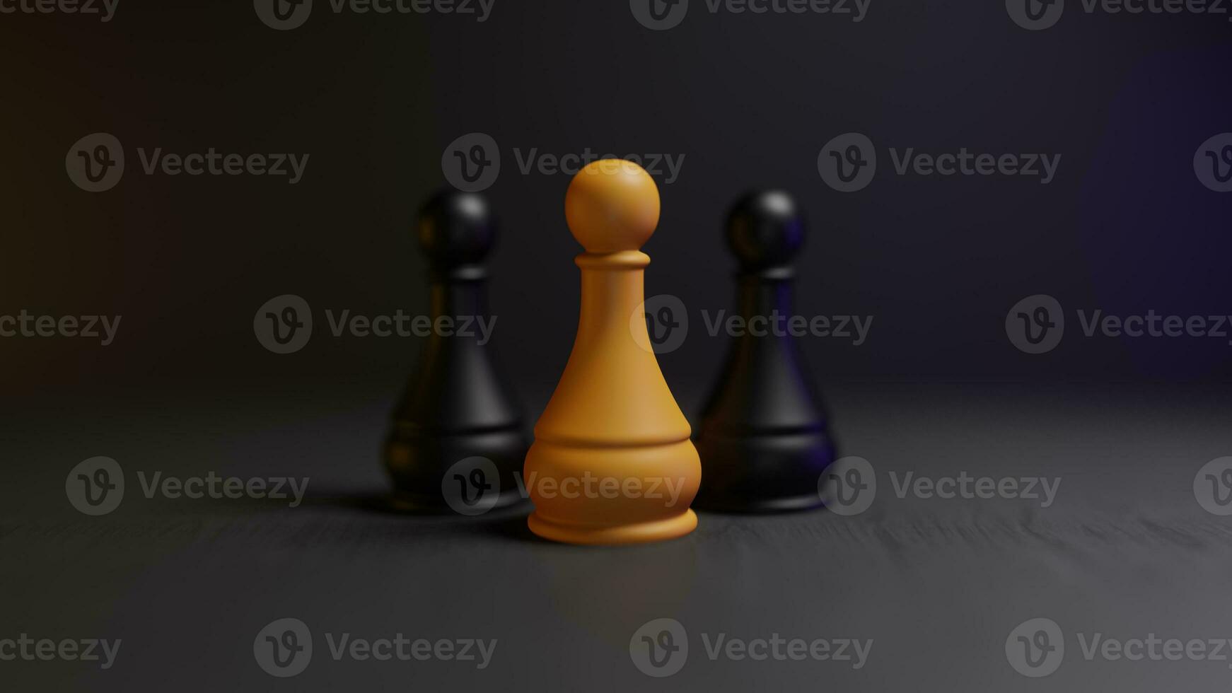 Highlighted chess pawn. Concept of leadership and prominence. Centered 3D rendering illustration photo