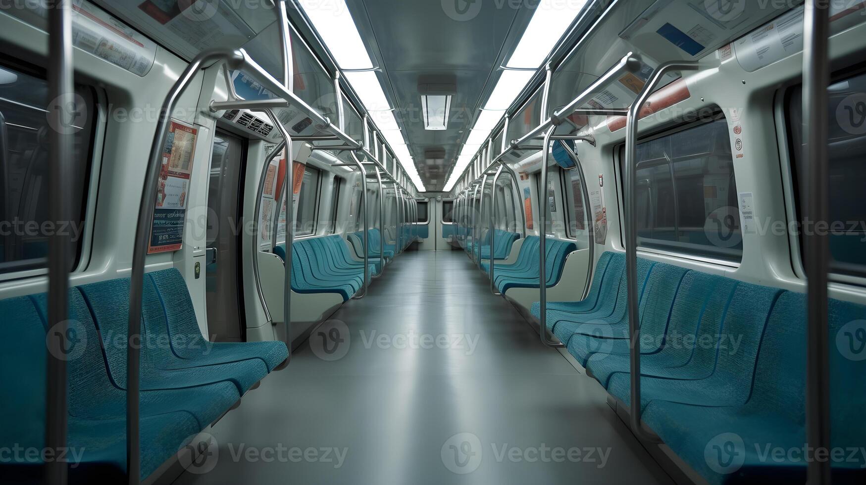 interior mrt train ,commuter line interior ,generative ai photo