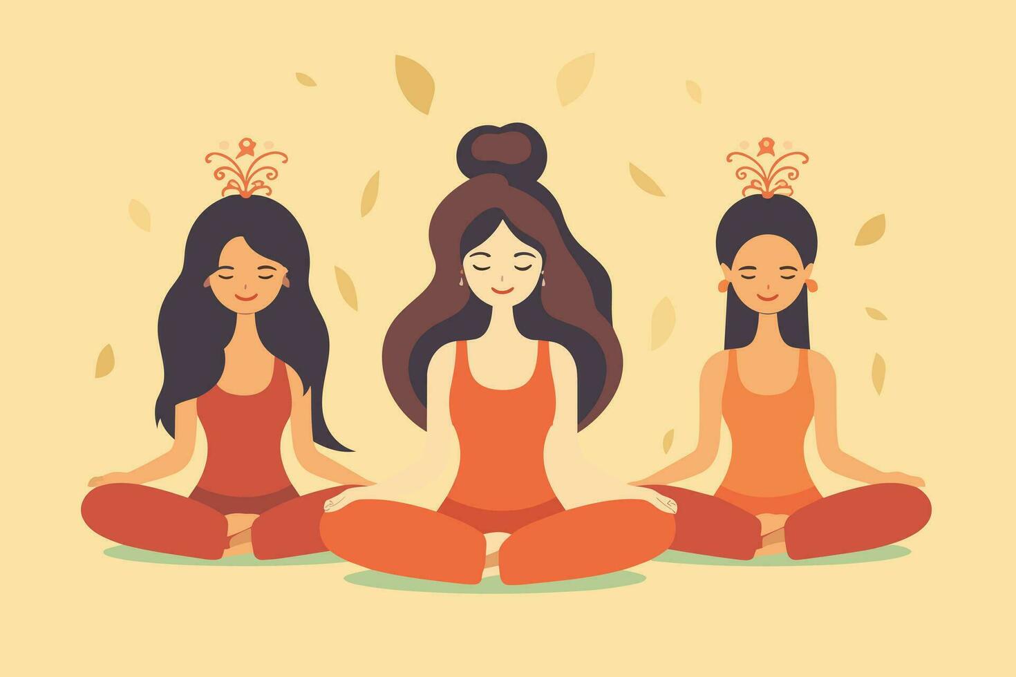 three girls doing illustration, international yoga day, yoga day banner,  yoga day background vector