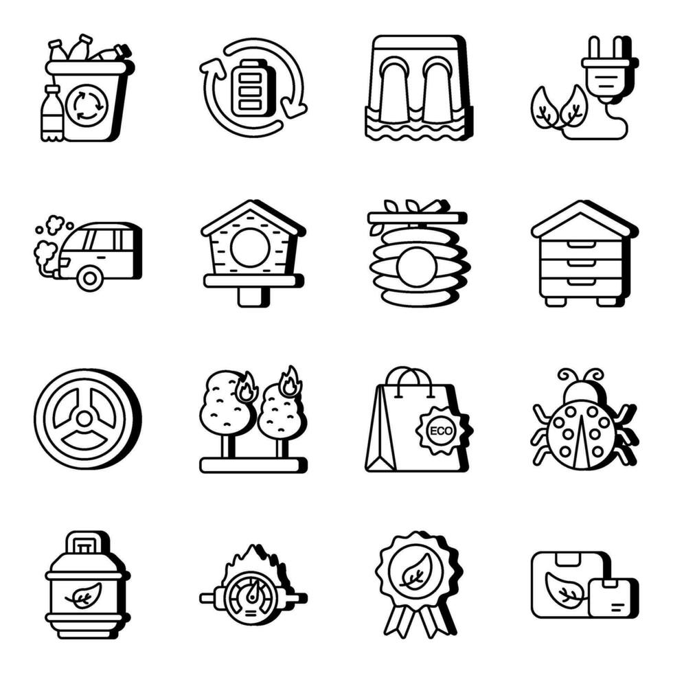 Pack of Nature and Plant Linear Icons vector