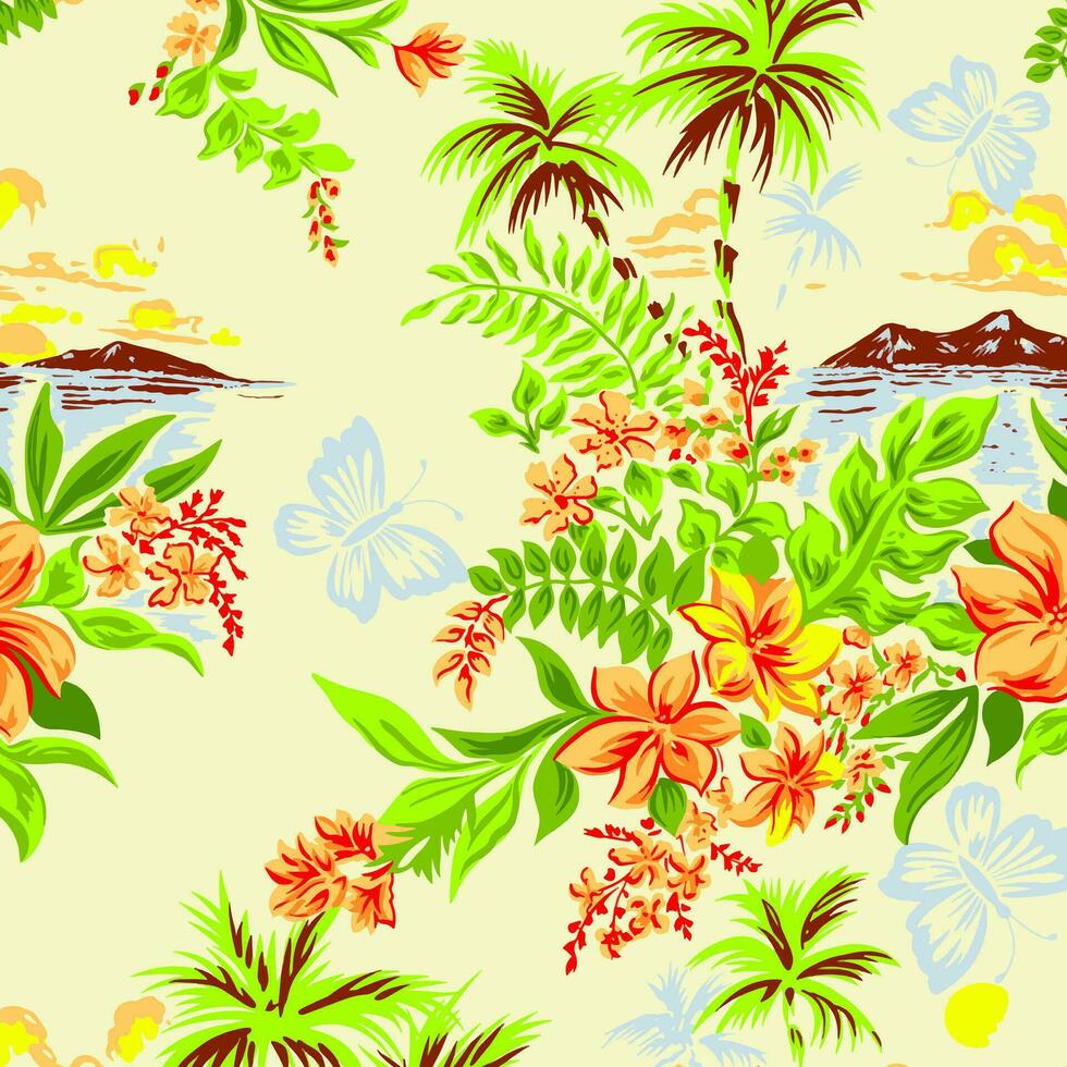 Adobe Illustrator ArtworkHawaian and floral beach abstract pattern suitable for textile and printing needs vector