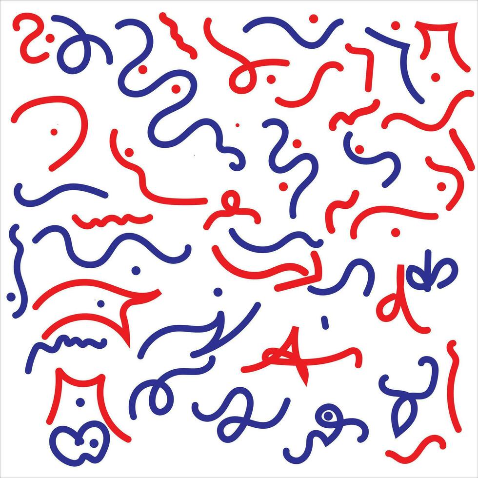 Fun colorful line doodle seamless pattern. Creative minimalist style art background for children or trendy design with basic shapes. Simple childish scribble backdrop.Print vector