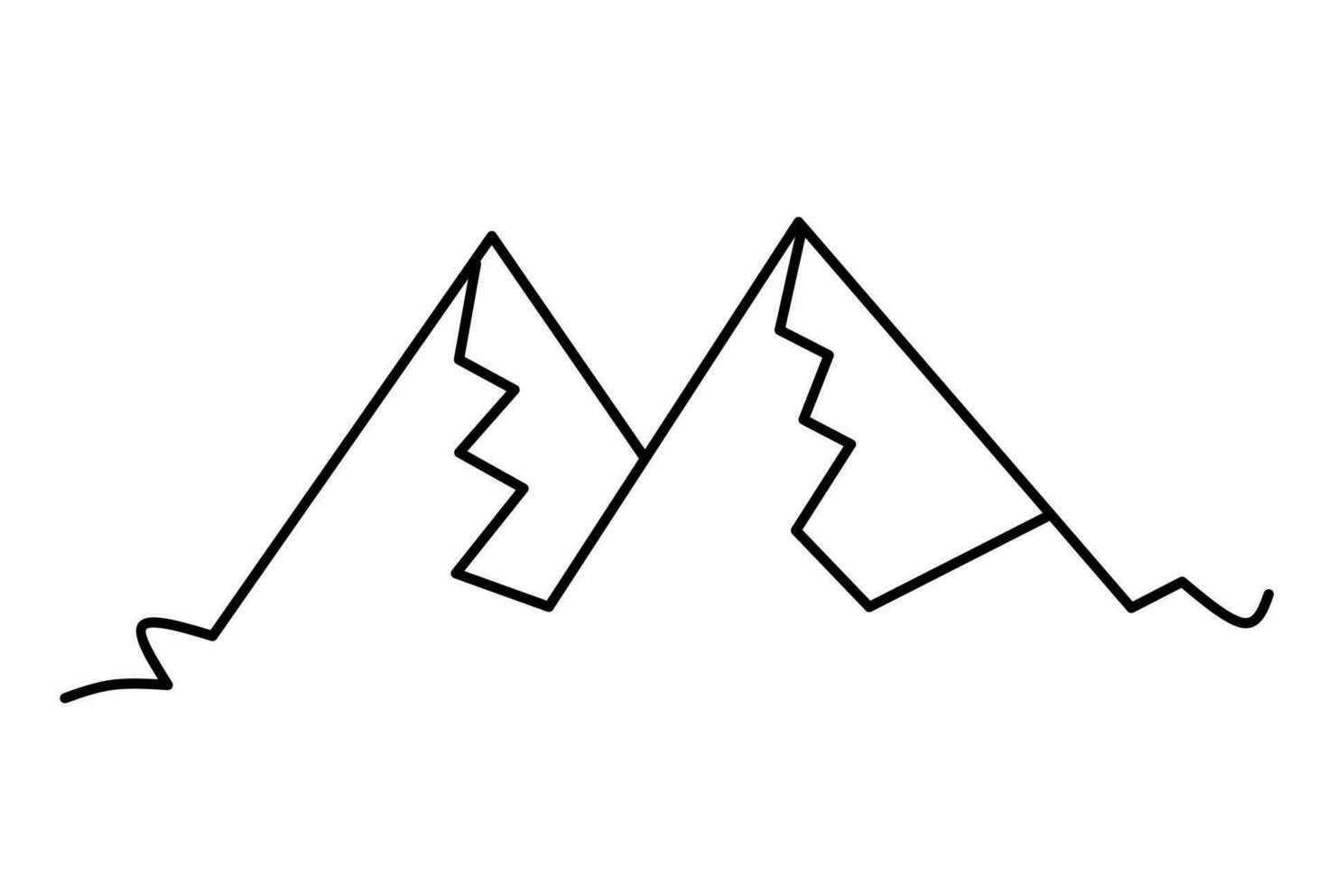 Mountain line drawing isolated on white background. Vector illustration.