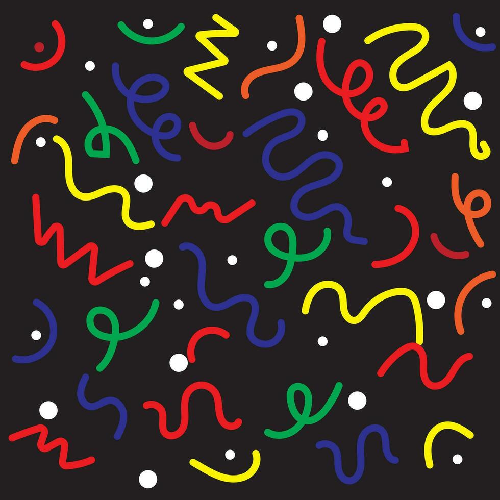 Fun colorful line doodle seamless pattern. Creative minimalist style art background for children or trendy design with basic shapes. Simple childish scribble backdrop.Print vector