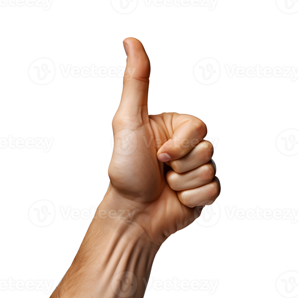 thumbs up finger pose,like gesture,generative ai png