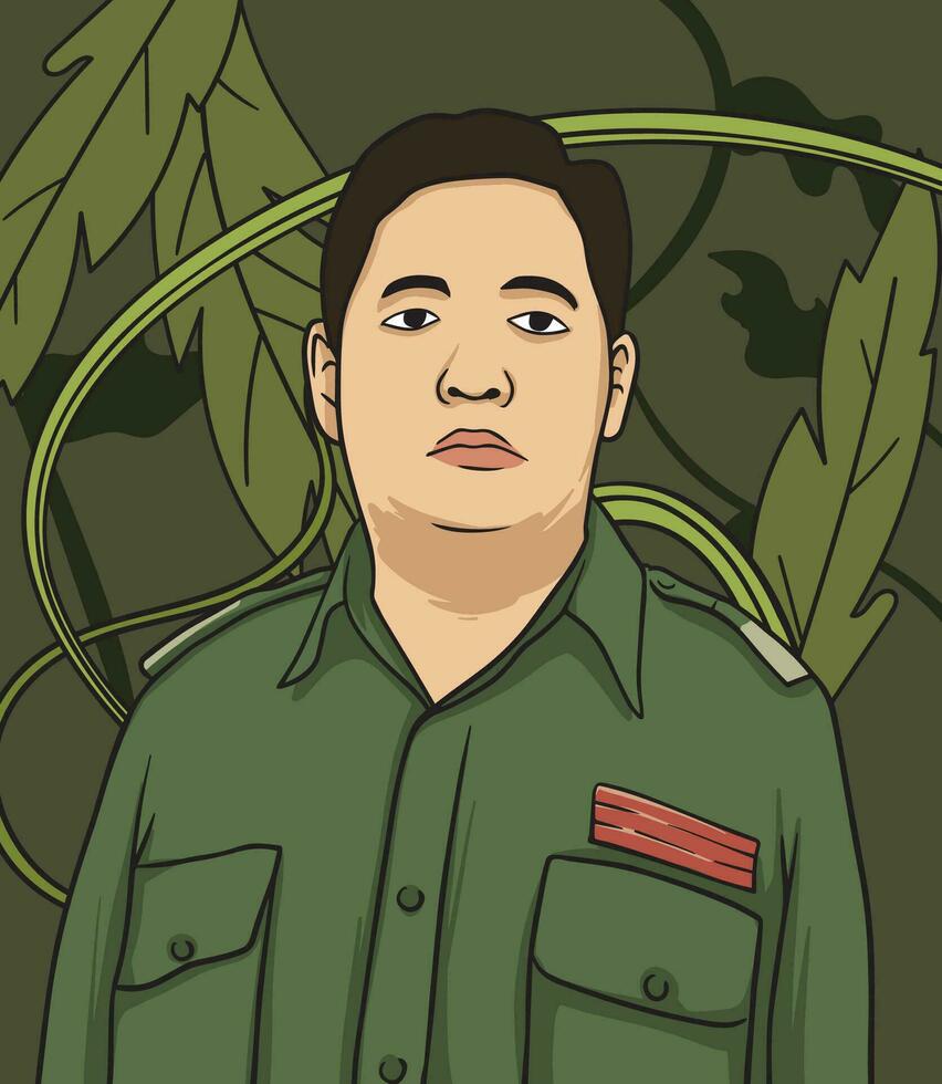 raden Suprapto héroe retrato ilustración. contento indonesio nacional héroes día vector