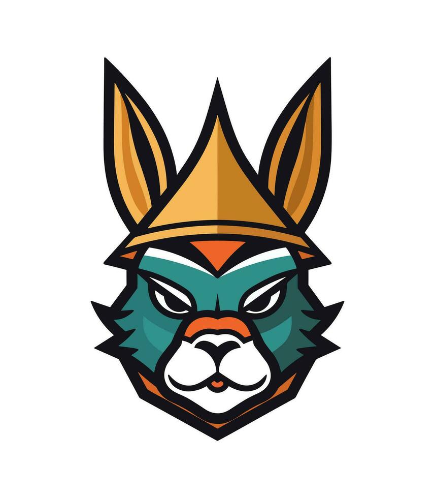 An iconic and recognizable rabbit mascot logo vector clip art illustration, representing agility and quickness, suitable for sports team logos, mascots, and athletic themed designs