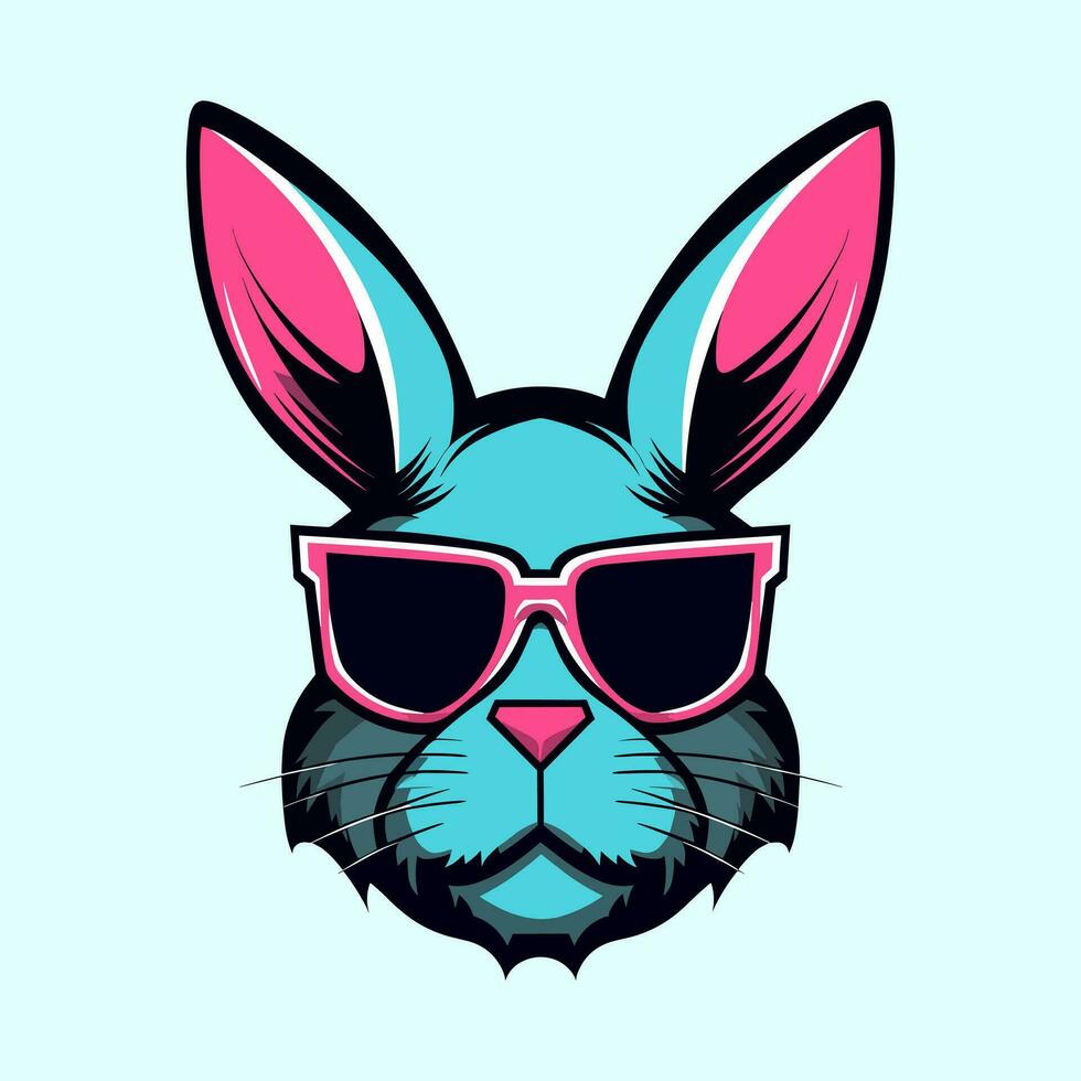 A cool and stylish rabbit wearing sunglasses vector clip art illustration, exuding a sense of confidence and trendiness, perfect for fashion forward designs and hip branding