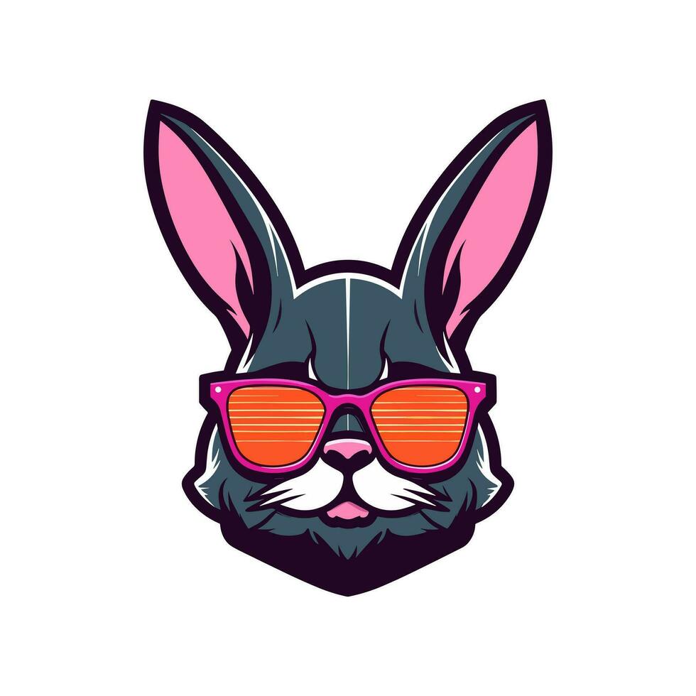 A cool and stylish rabbit wearing sunglasses vector clip art illustration, exuding a sense of confidence and trendiness, perfect for fashion forward designs and hip branding
