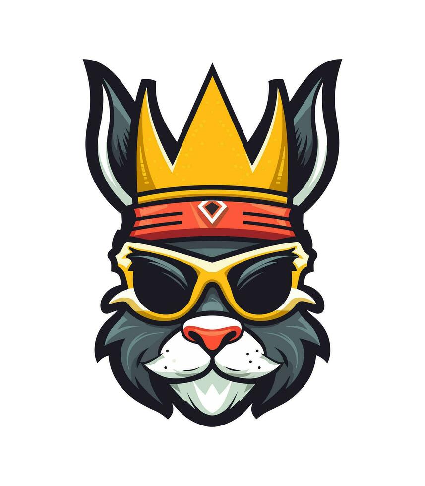 A cool and stylish rabbit wearing sunglasses vector clip art illustration, exuding a sense of confidence and trendiness, perfect for fashion forward designs and hip branding