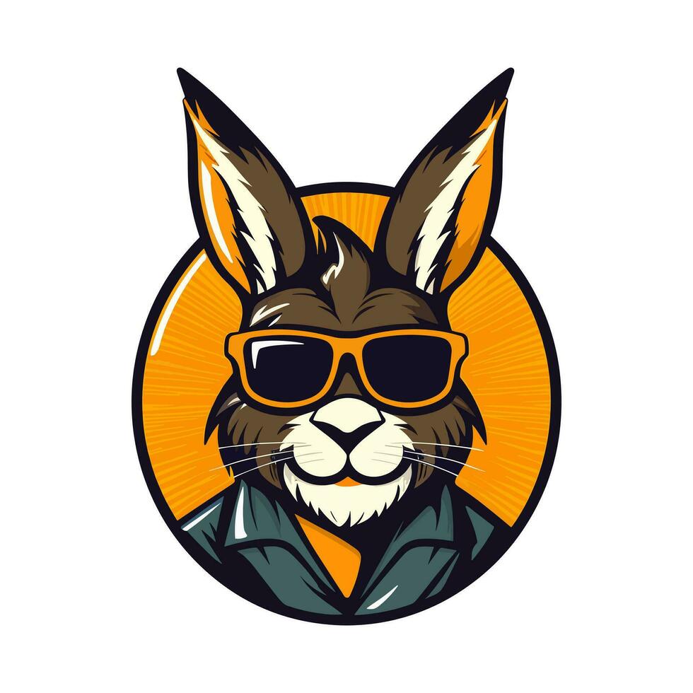 A cool and stylish rabbit wearing sunglasses vector clip art illustration, exuding a sense of confidence and trendiness, perfect for fashion forward designs and hip branding