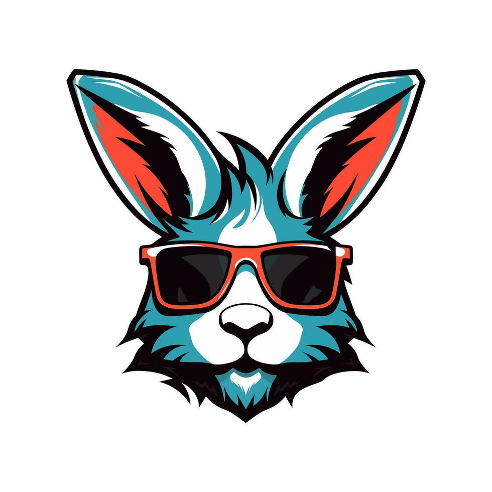 A cool and stylish rabbit wearing sunglasses vector clip art illustration, exuding a sense of confidence and trendiness, perfect for fashion forward designs and hip branding