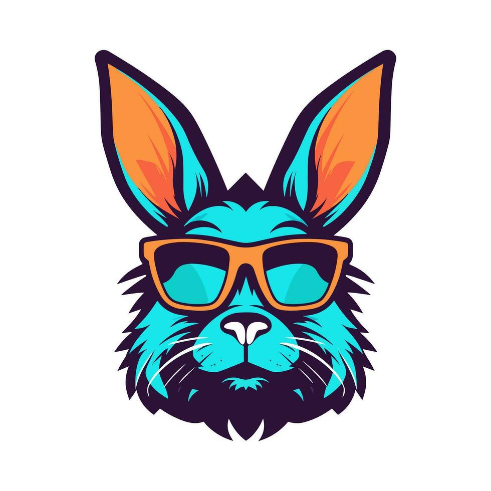 A cool and stylish rabbit wearing sunglasses vector clip art illustration, exuding a sense of confidence and trendiness, perfect for fashion forward designs and hip branding