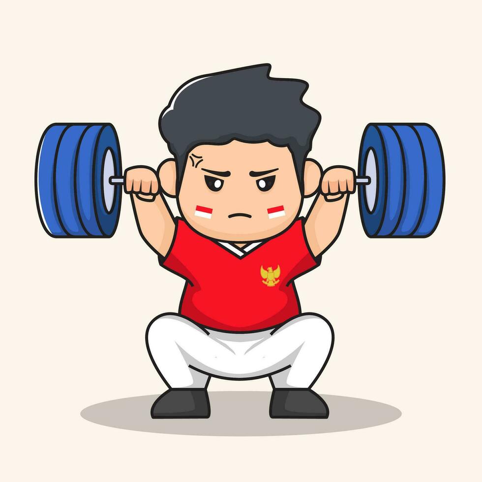 weightlifting competition. flat character vector. Indonesian Independence day vector