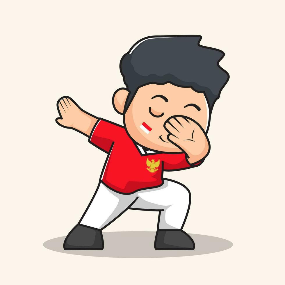 dancing pose cartoon. flat character vector. Indonesian Independence day vector