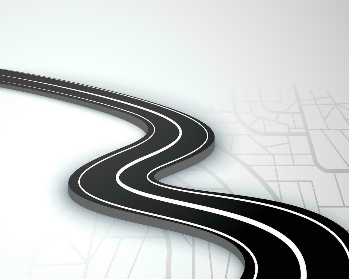 Winnding Curve Road Isolated . Way location infographic template vector