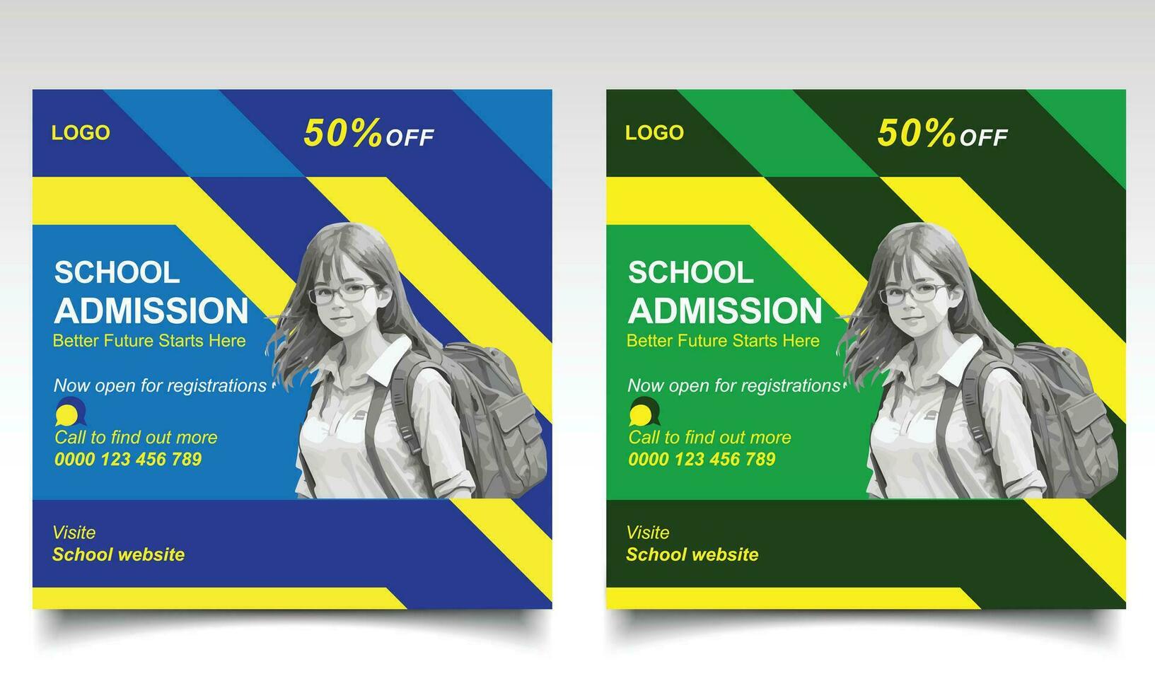 School banner design. School admission poster or left let. vector