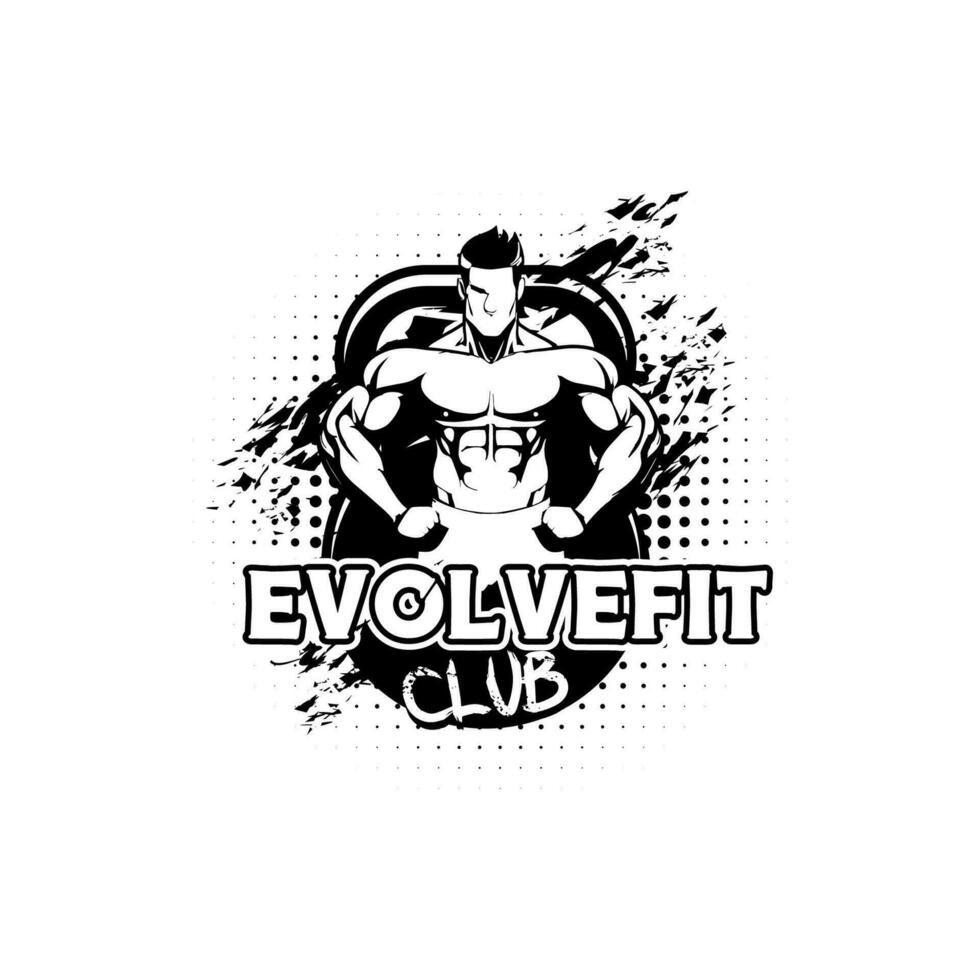 Vintage Fitness Evolvefit Club Gym Sport Logo Vector Grunge