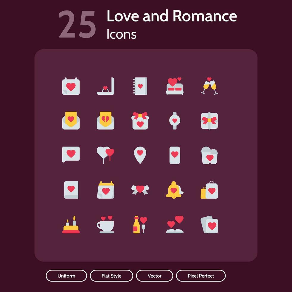 25 Flat Style Valentine Icons vector