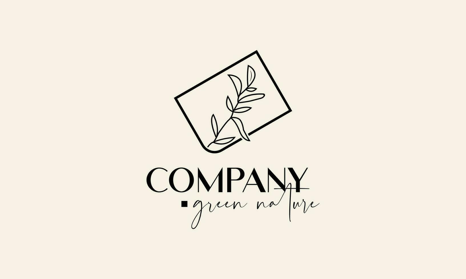 Floral Element Hand Drawn Botanical Logo With Wild Flower vector