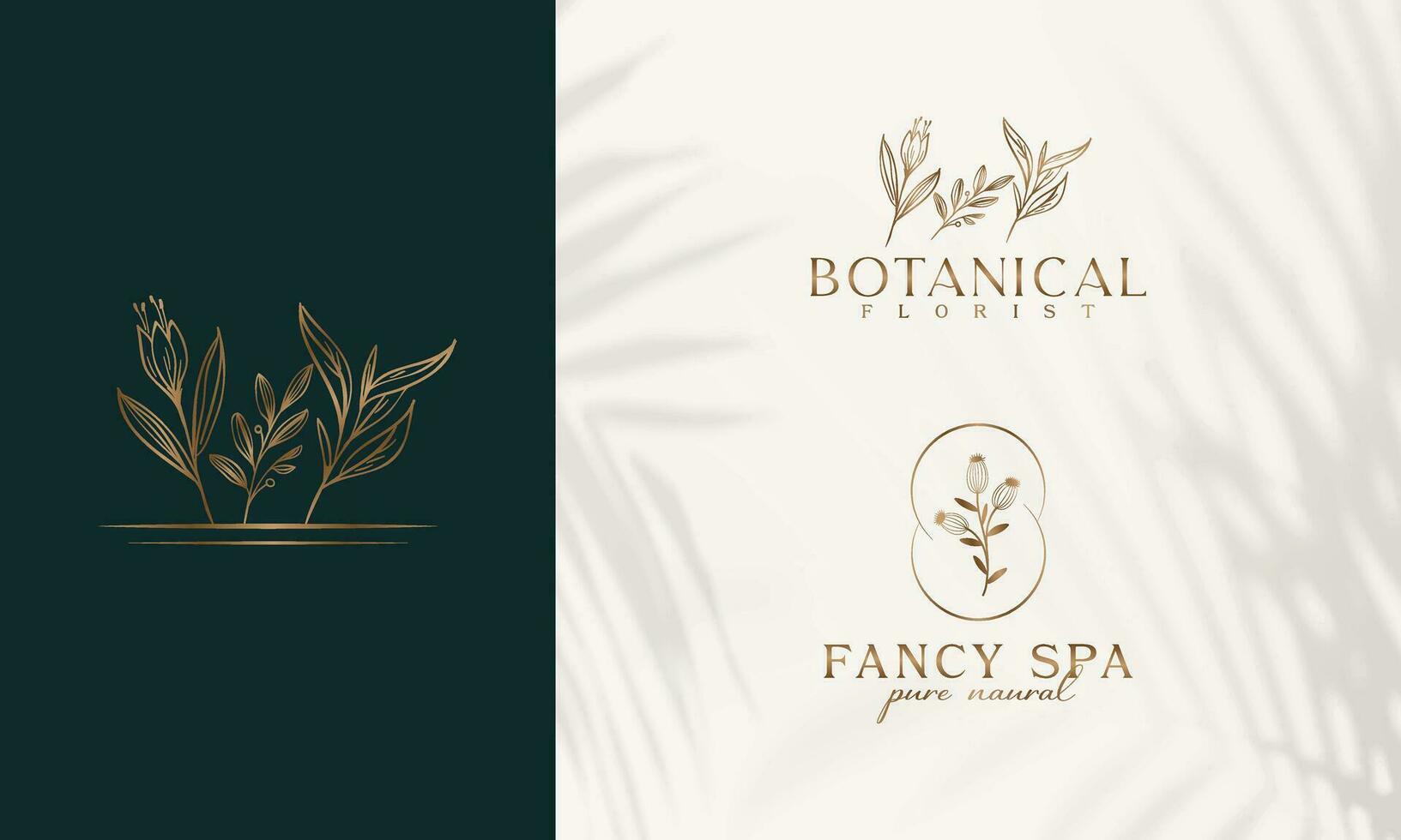 Floral Element Hand Drawn Botanical Logo With Wild Flower vector