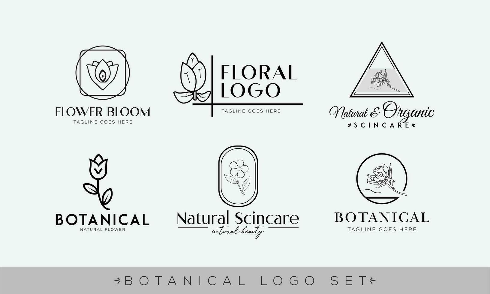 Floral Element Hand Drawn Botanical Logo With Wild Flower vector