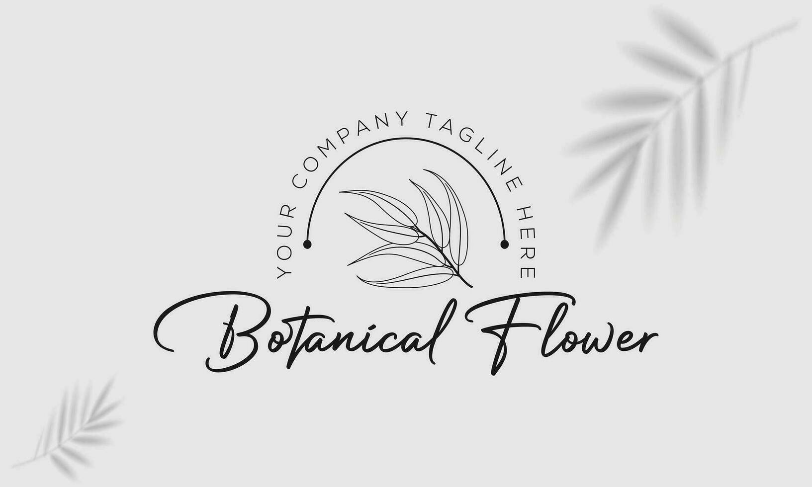 Floral Element Hand Drawn Botanical Logo With Wild Flower vector