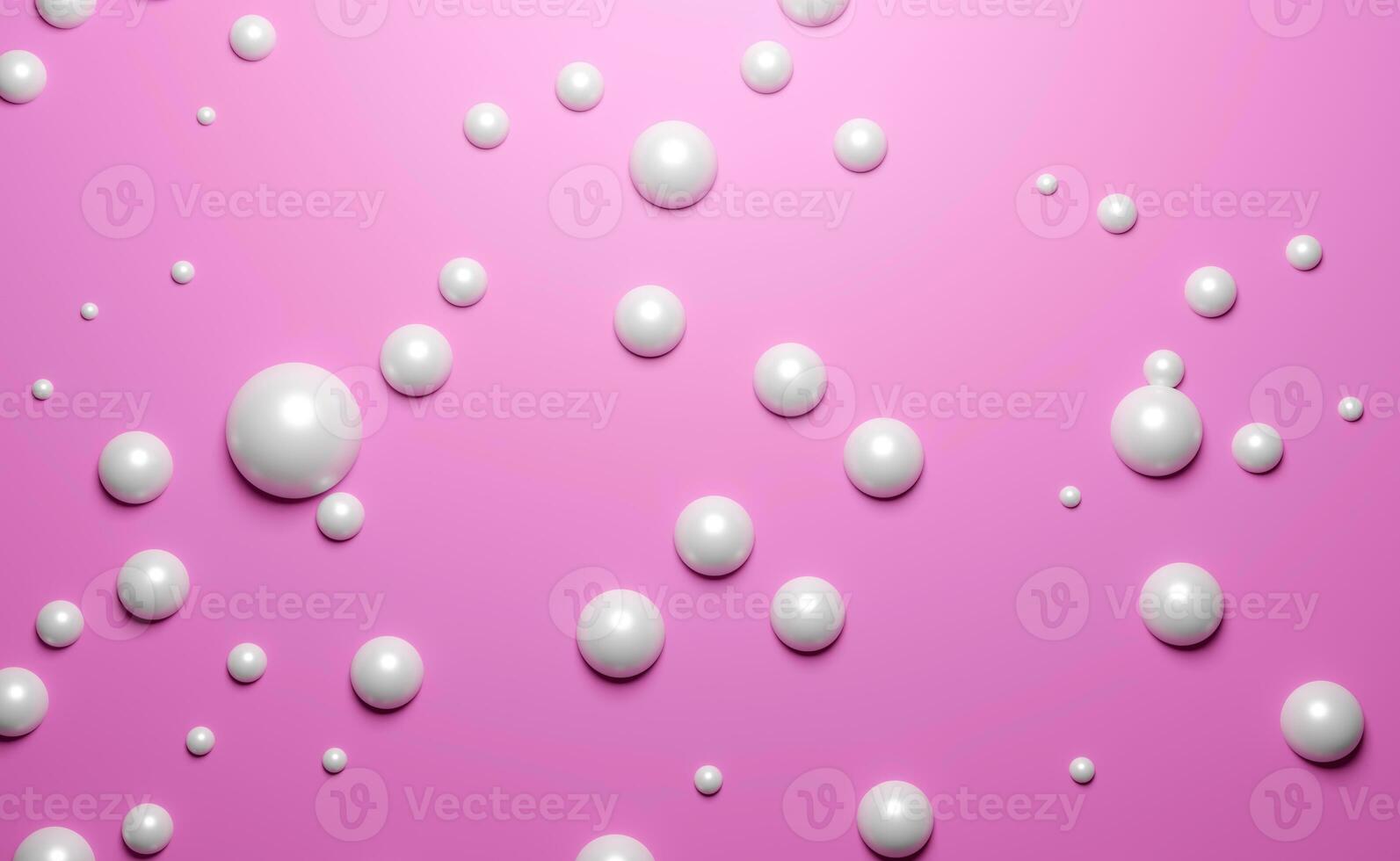 Pearl background with small and big on pink background, 3d rendering photo
