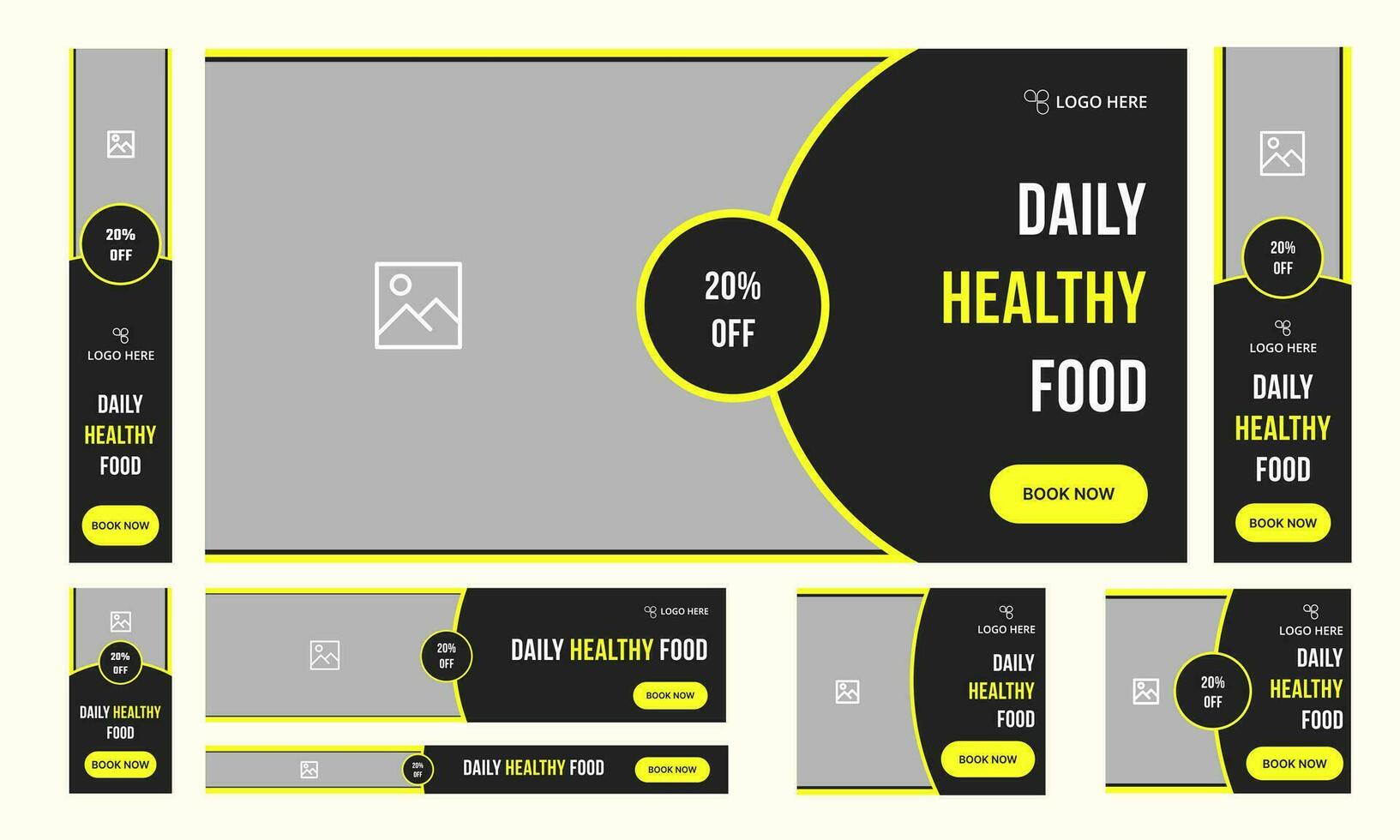 Set of healthy food web banner template design vector